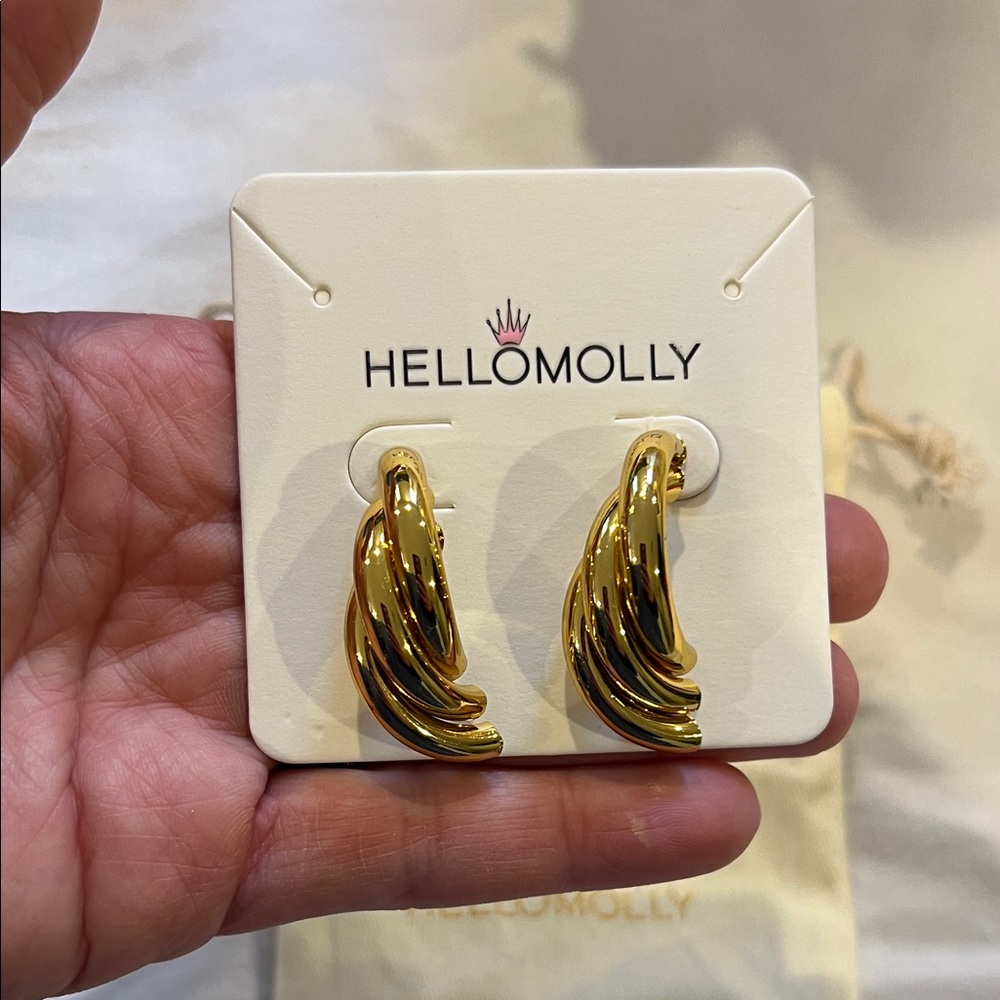 Hello Molly Gold Statement Earrings - Picture 2 of 4